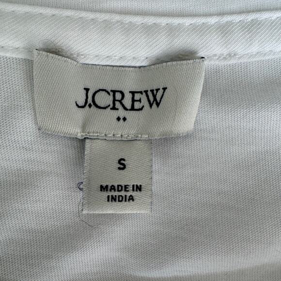 J. CREW Embroidered Party Tee Womens Small White Embellished Cheers Holiday Boxy - Picture 11 of 14